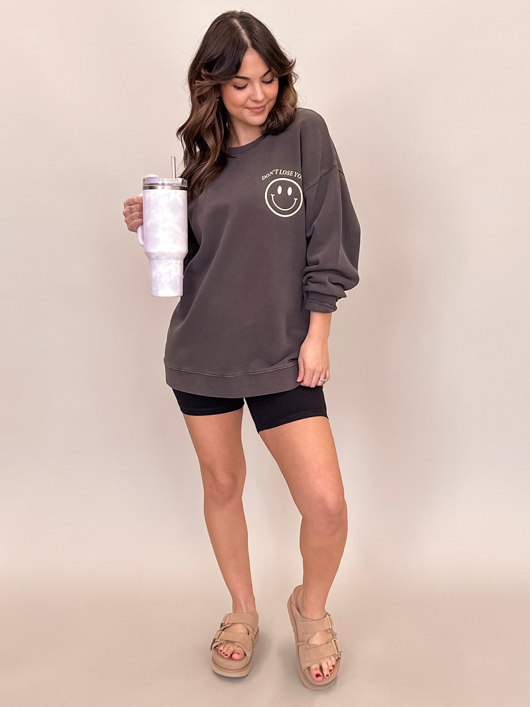 Don't Lose Your Smile Graphic Sweatshirt Look image