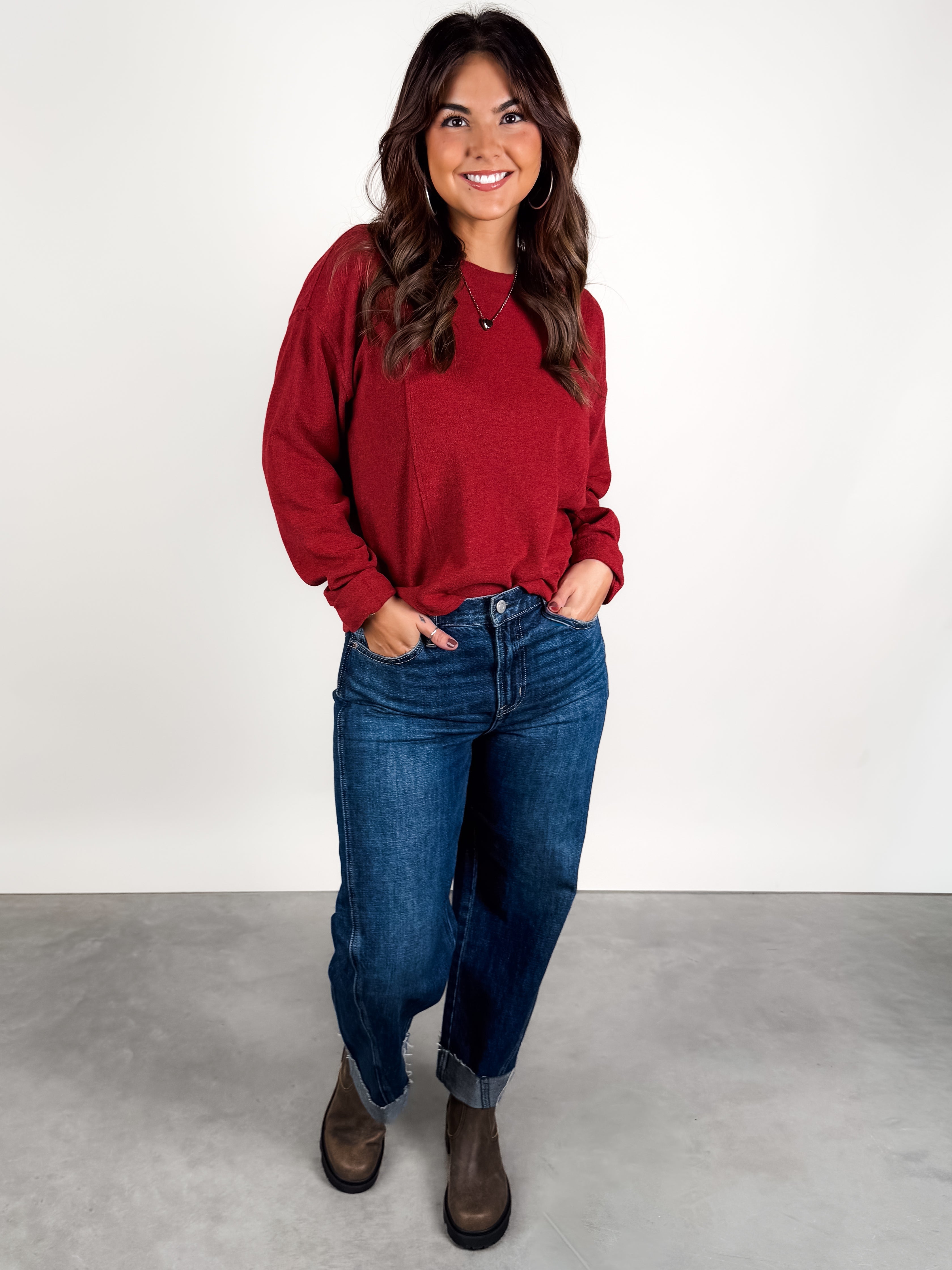 Dream Knit Janie Top Crimson Look image