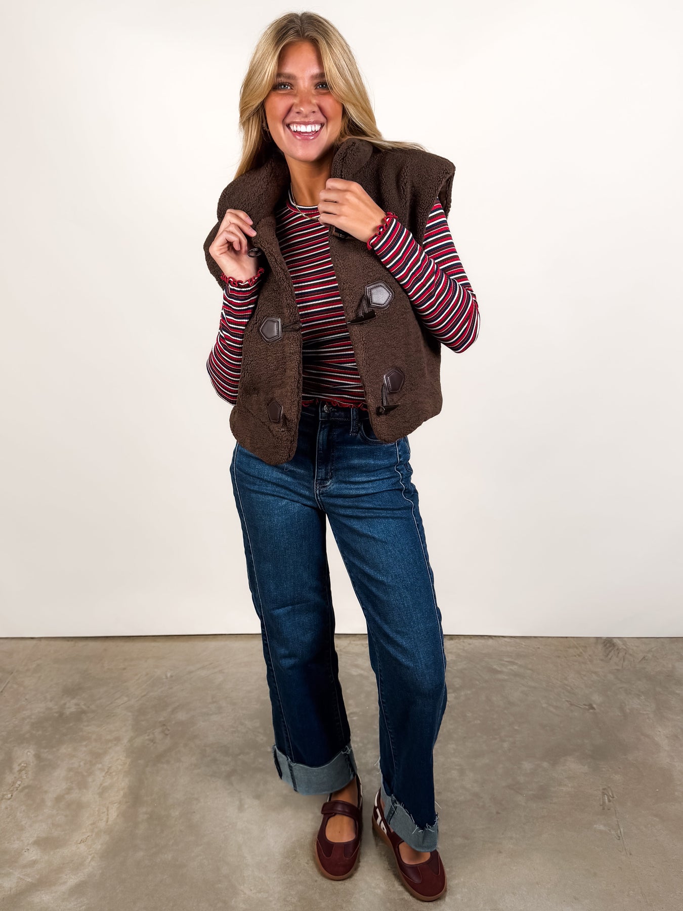 Mind Of My Own Sherpa Vest Look