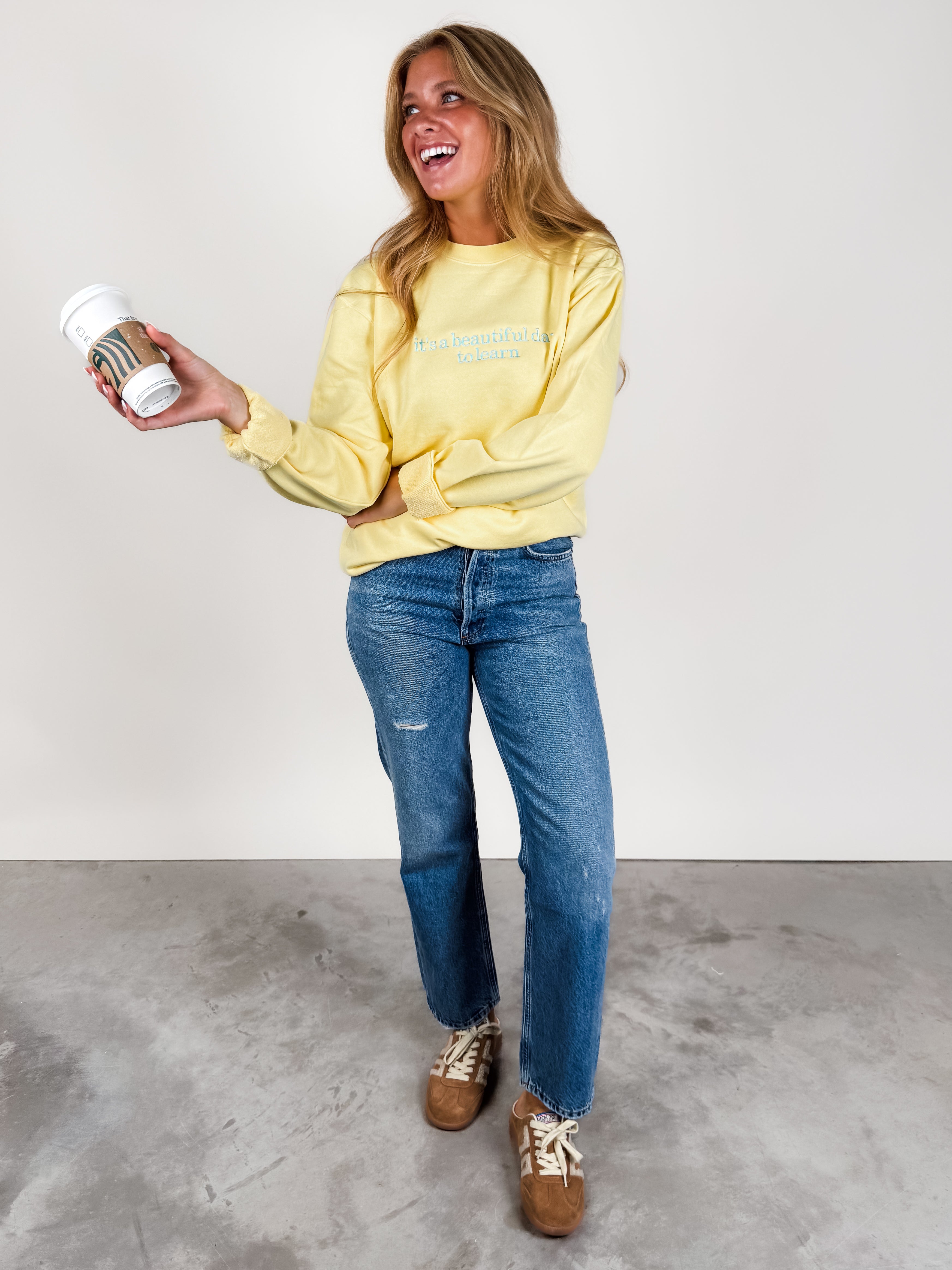 It's A Beautiful Day To Learn Embroidered Crew Look image