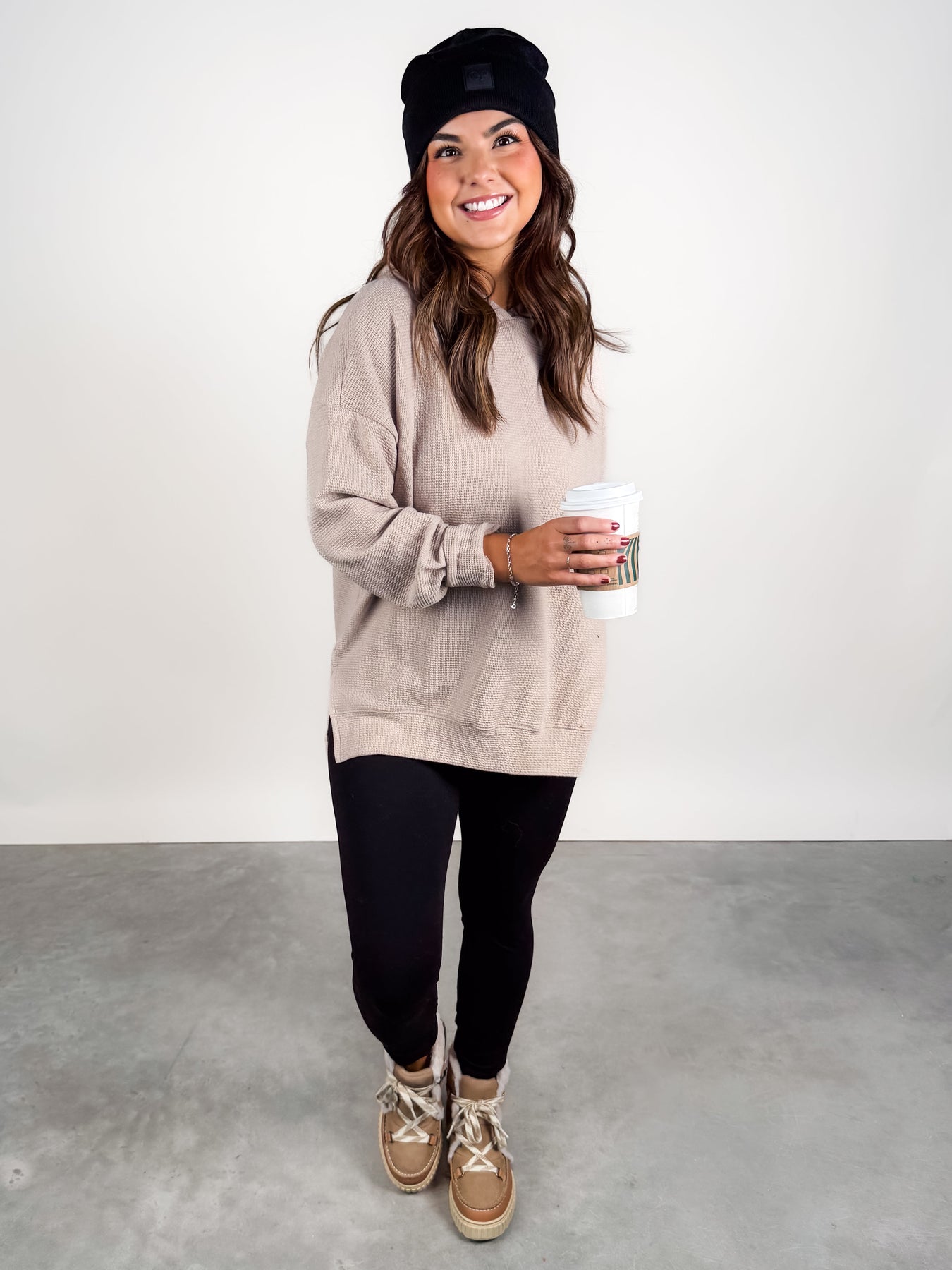 Cloudy Knit L/S Hoodie Look