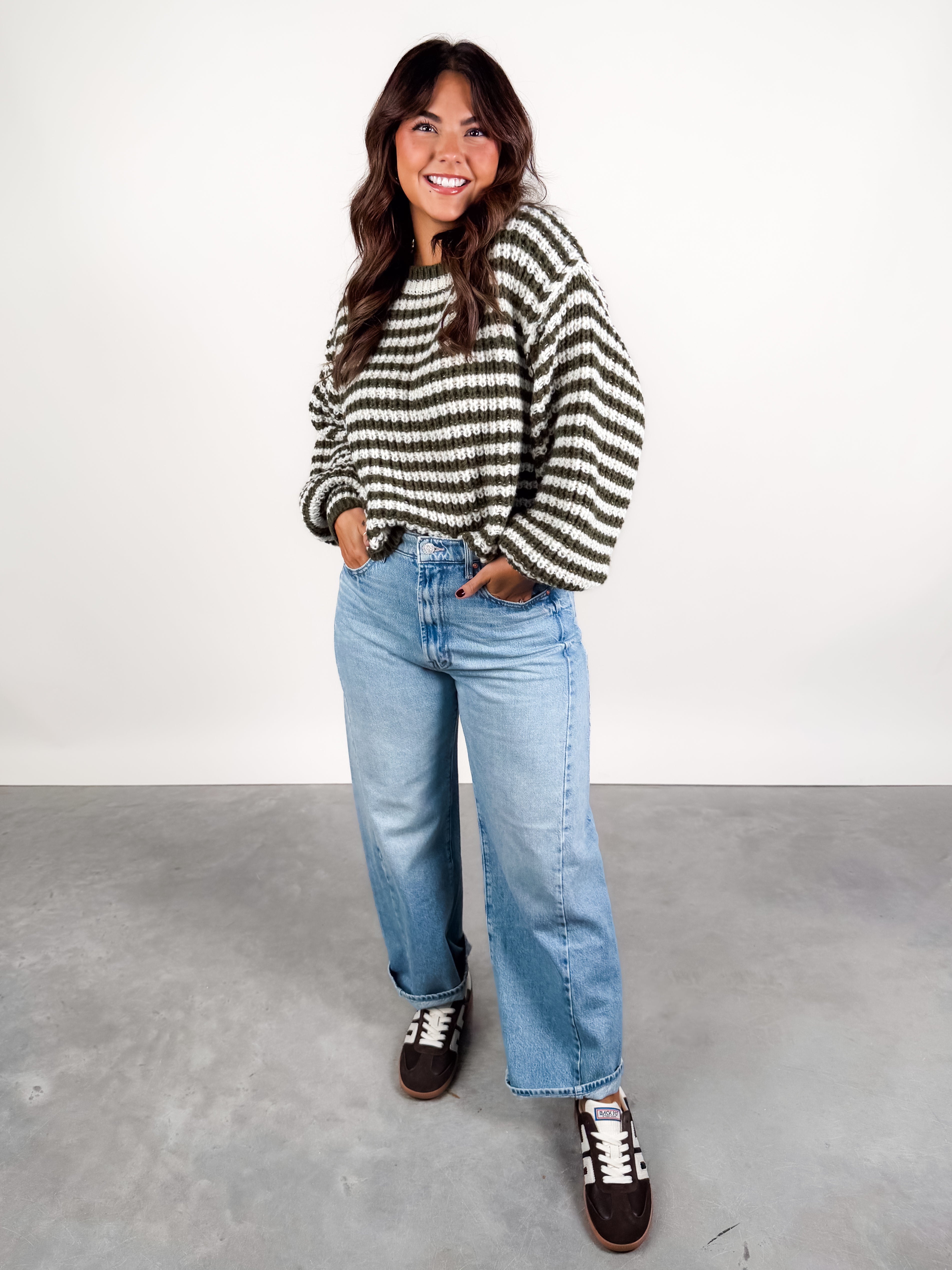 Follow The Leader Striped Sweater Look image