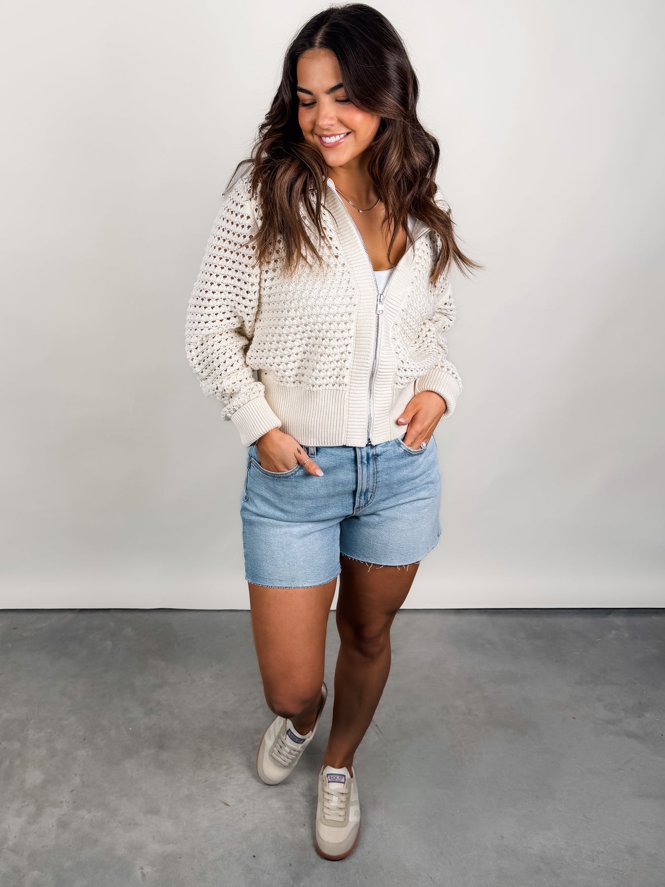 Eloise Full Zip Knit Sweater Look