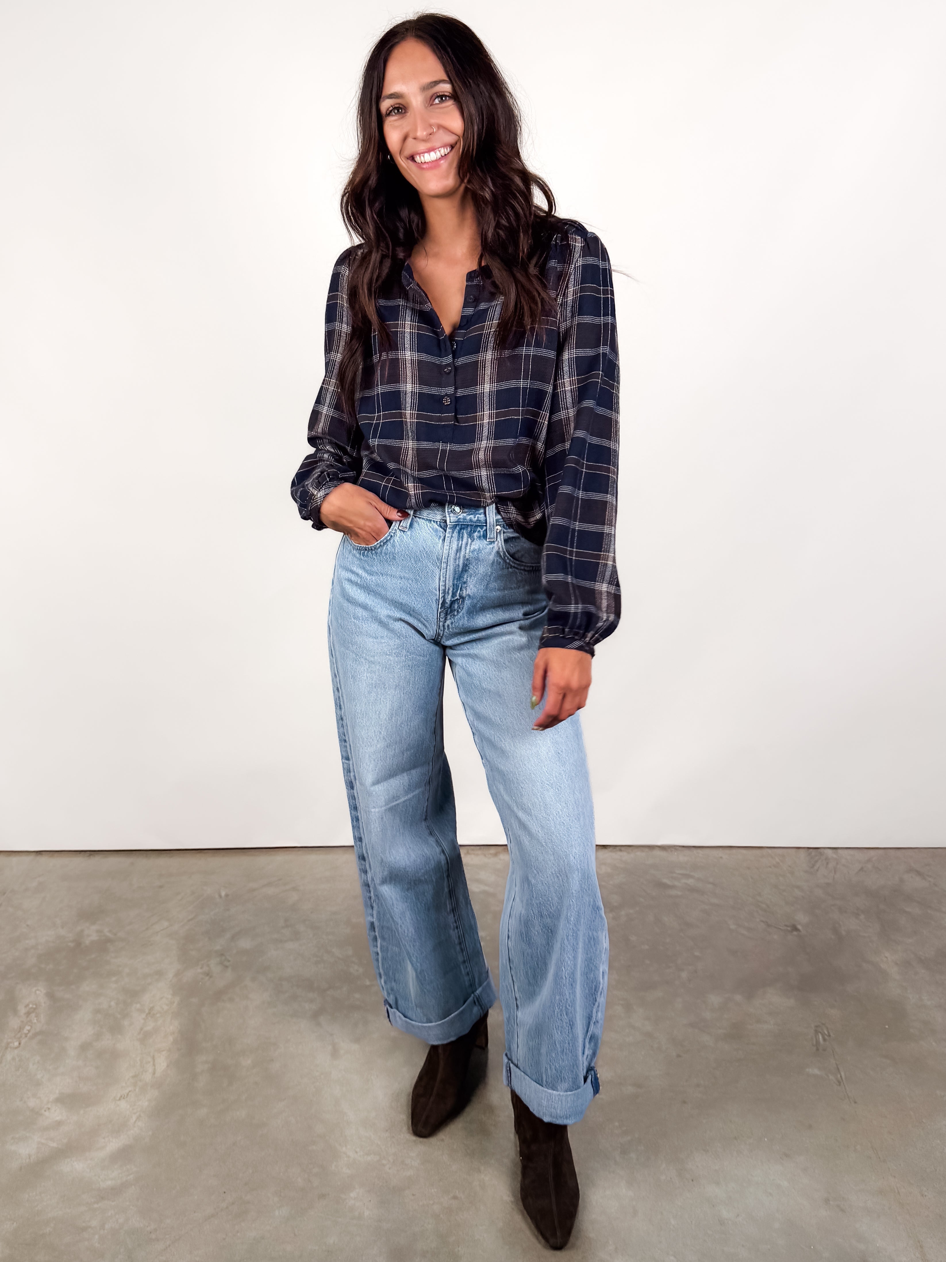 Autumn Plaid Button Up Look image