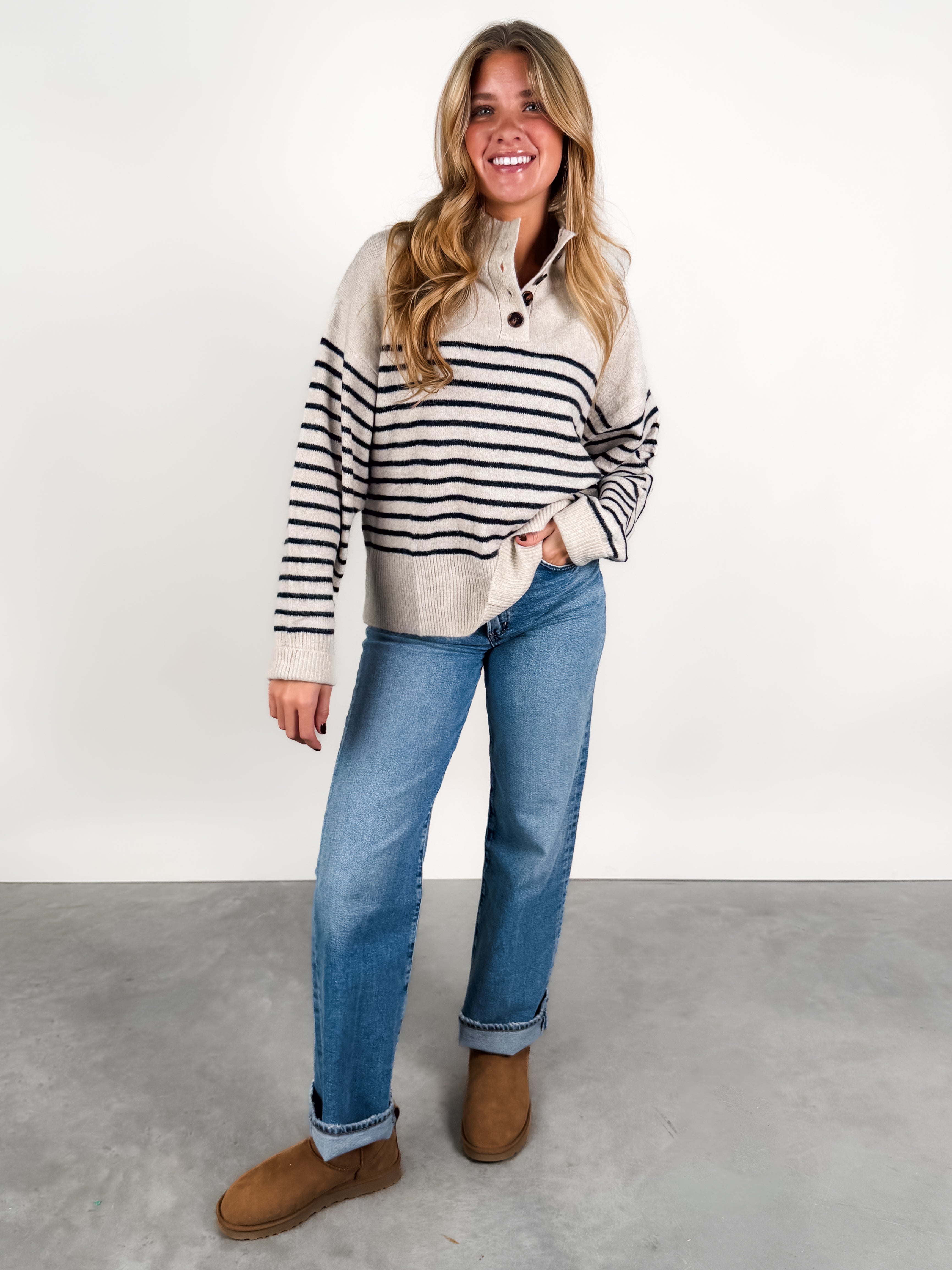 A Work Of Art Striped Sweater Look image