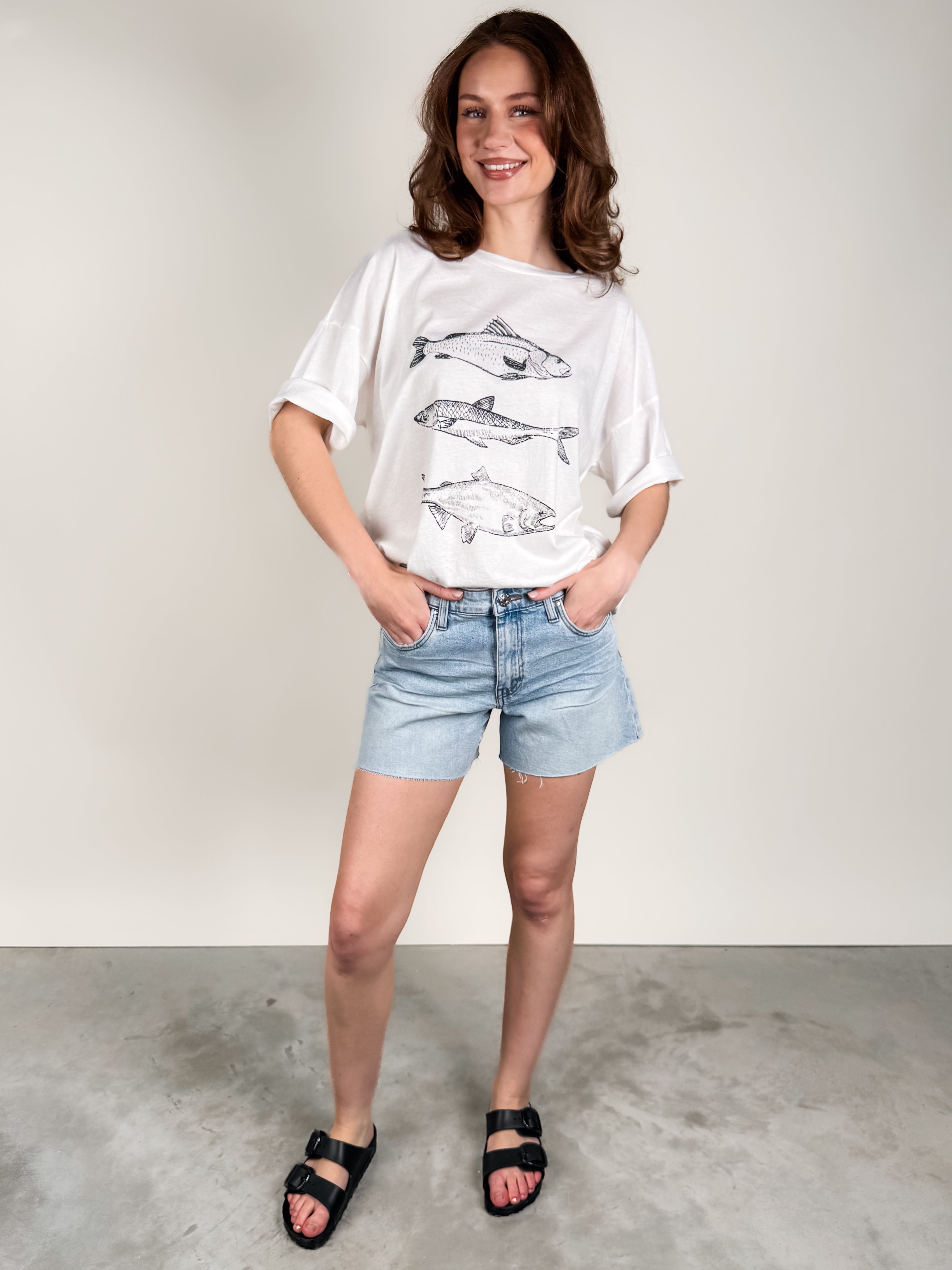 Three Fishes Oversized Graphic Tee Look image