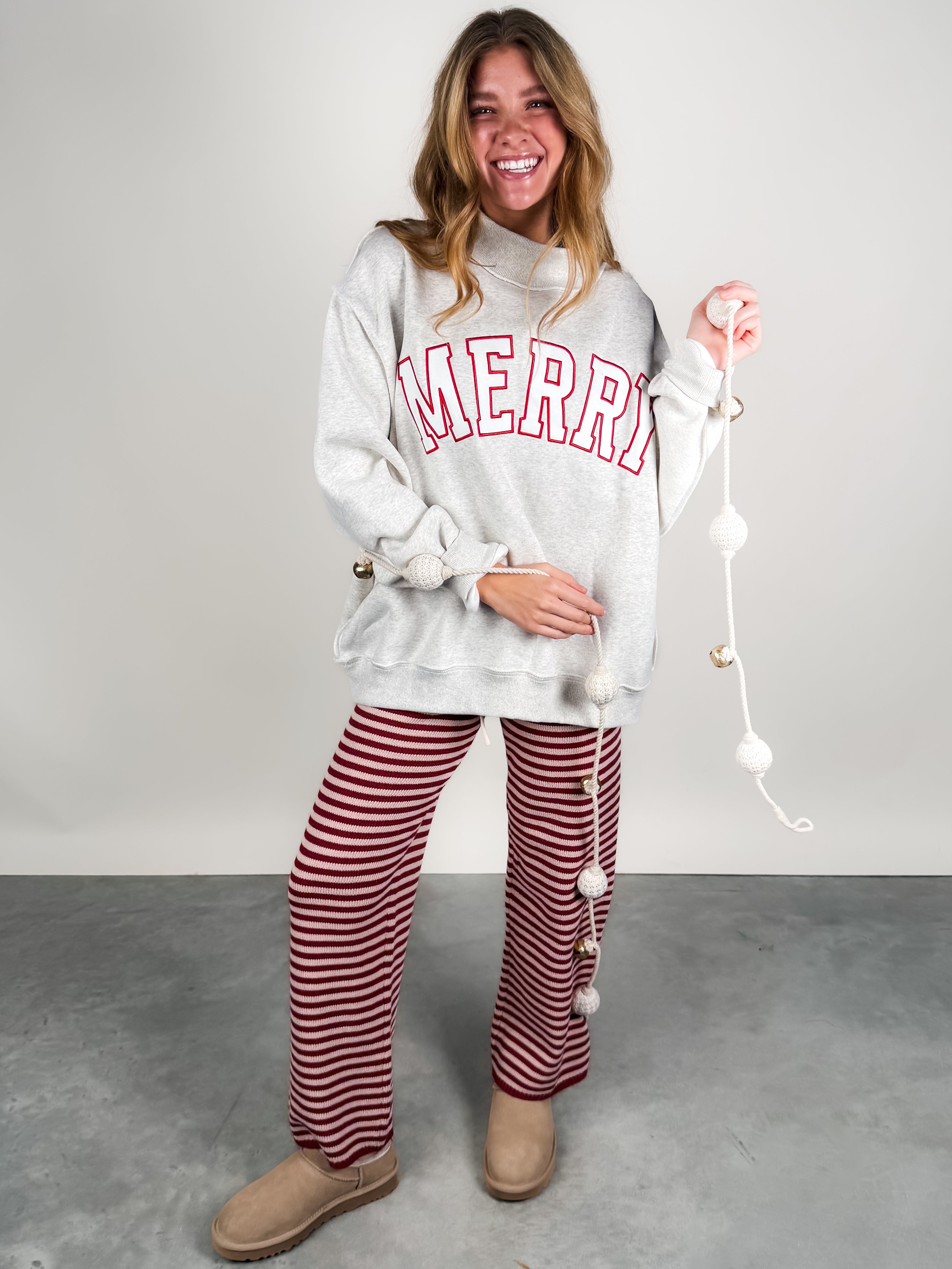 Merry Embroidered Mock Neck Sweatshirt Look image
