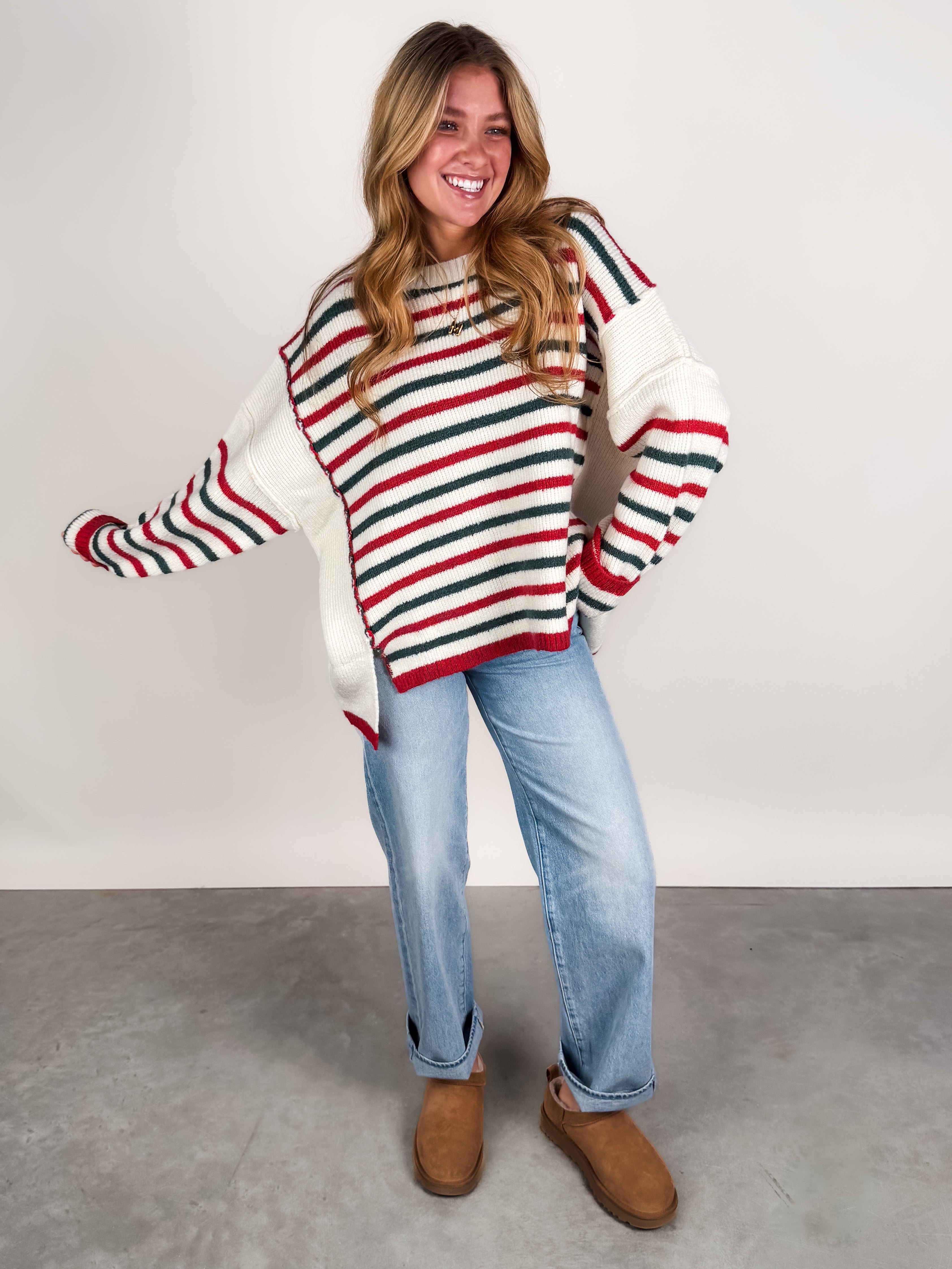 Around The Fire Striped Sweater Look image