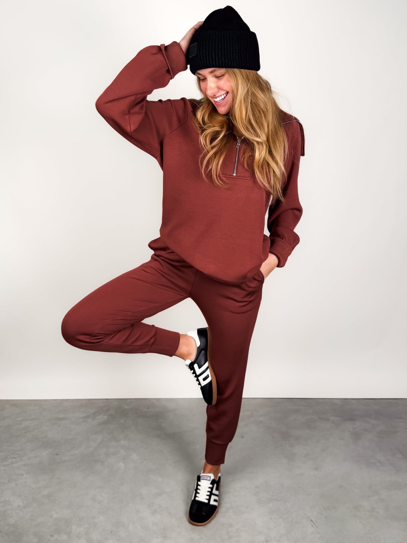 Xina Half Zip Longline Sweat Look