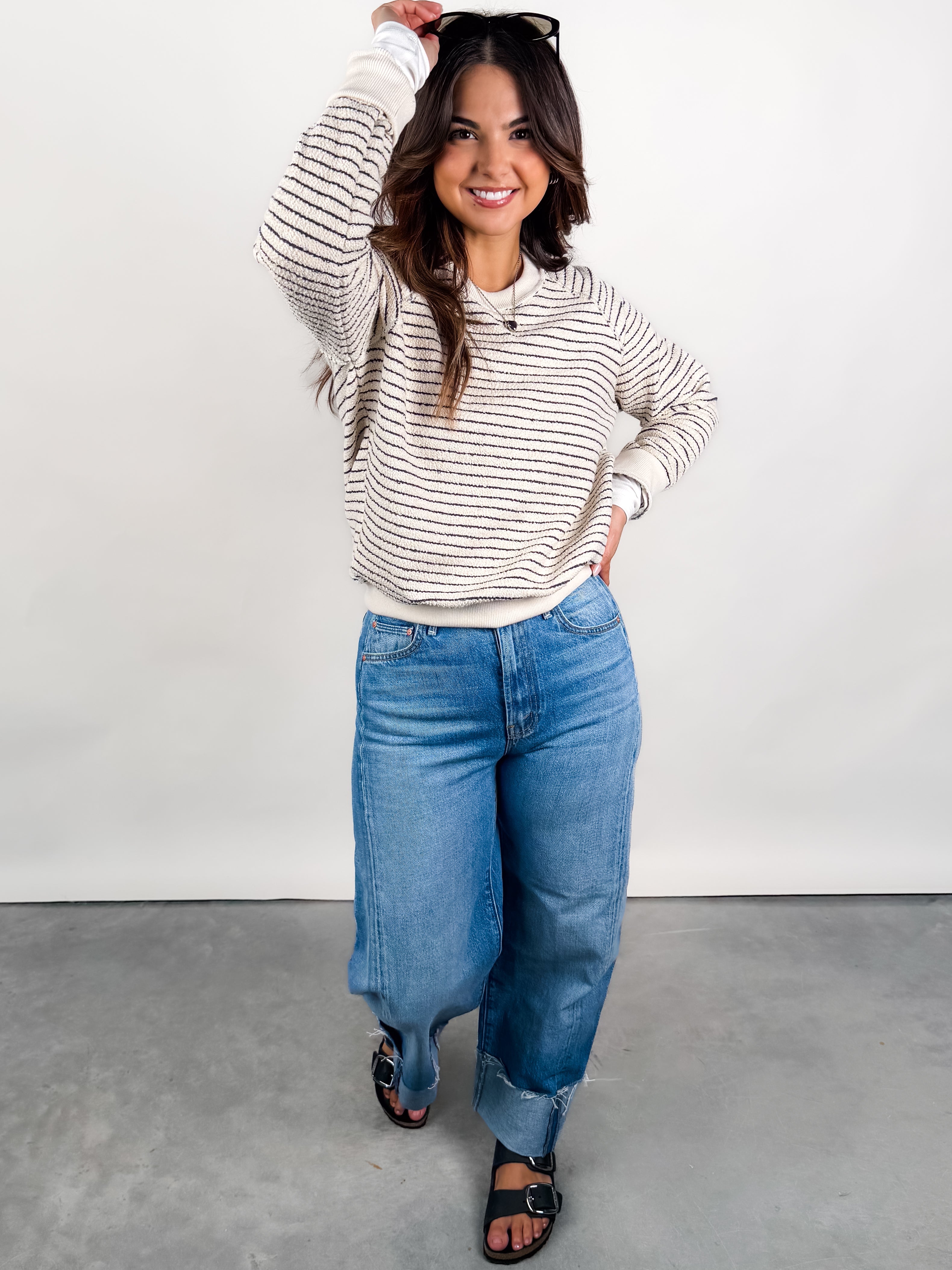 The Alexi Striped Sweatshirt Look image