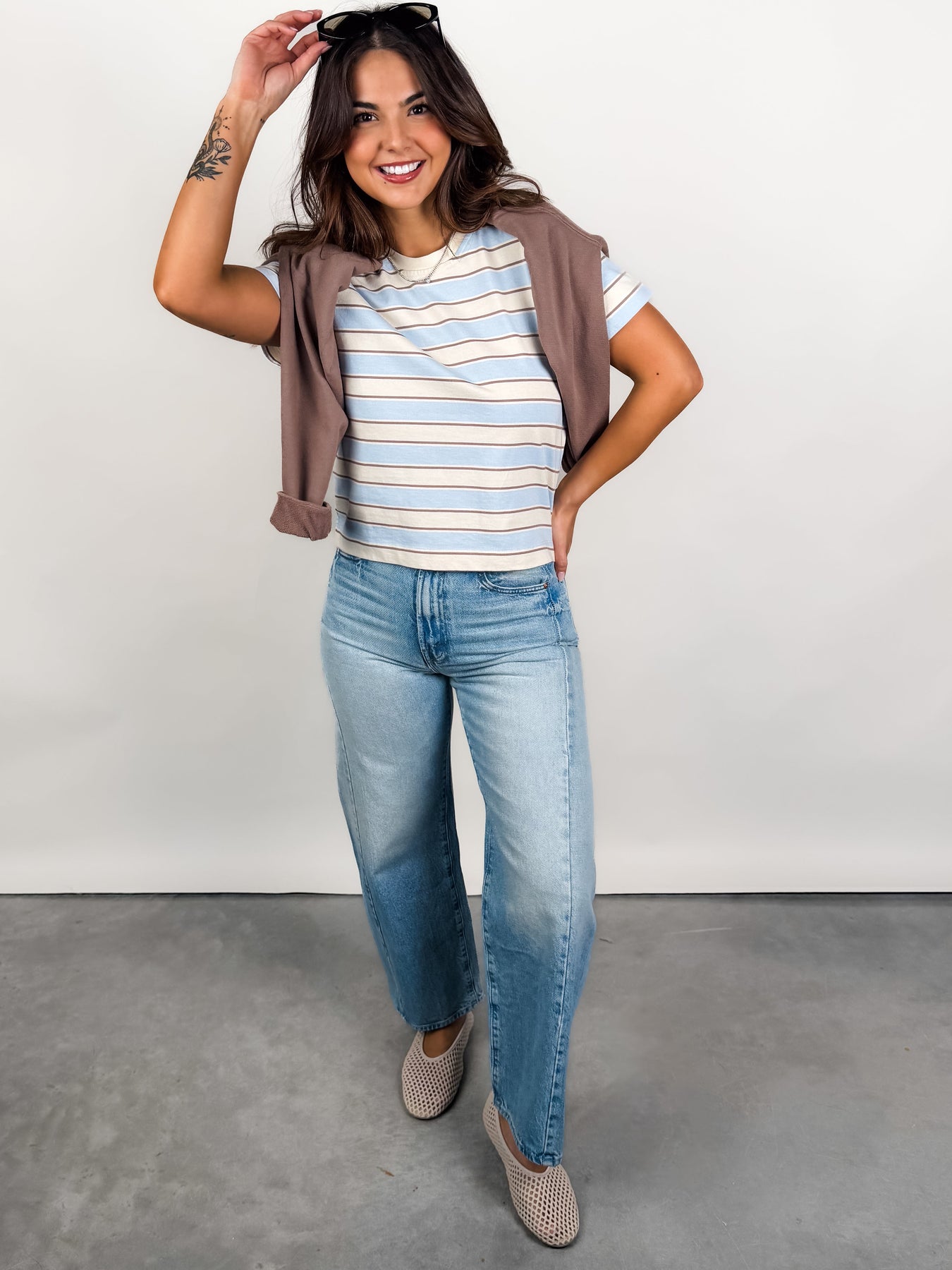 Gia Striped Crew Tee Look