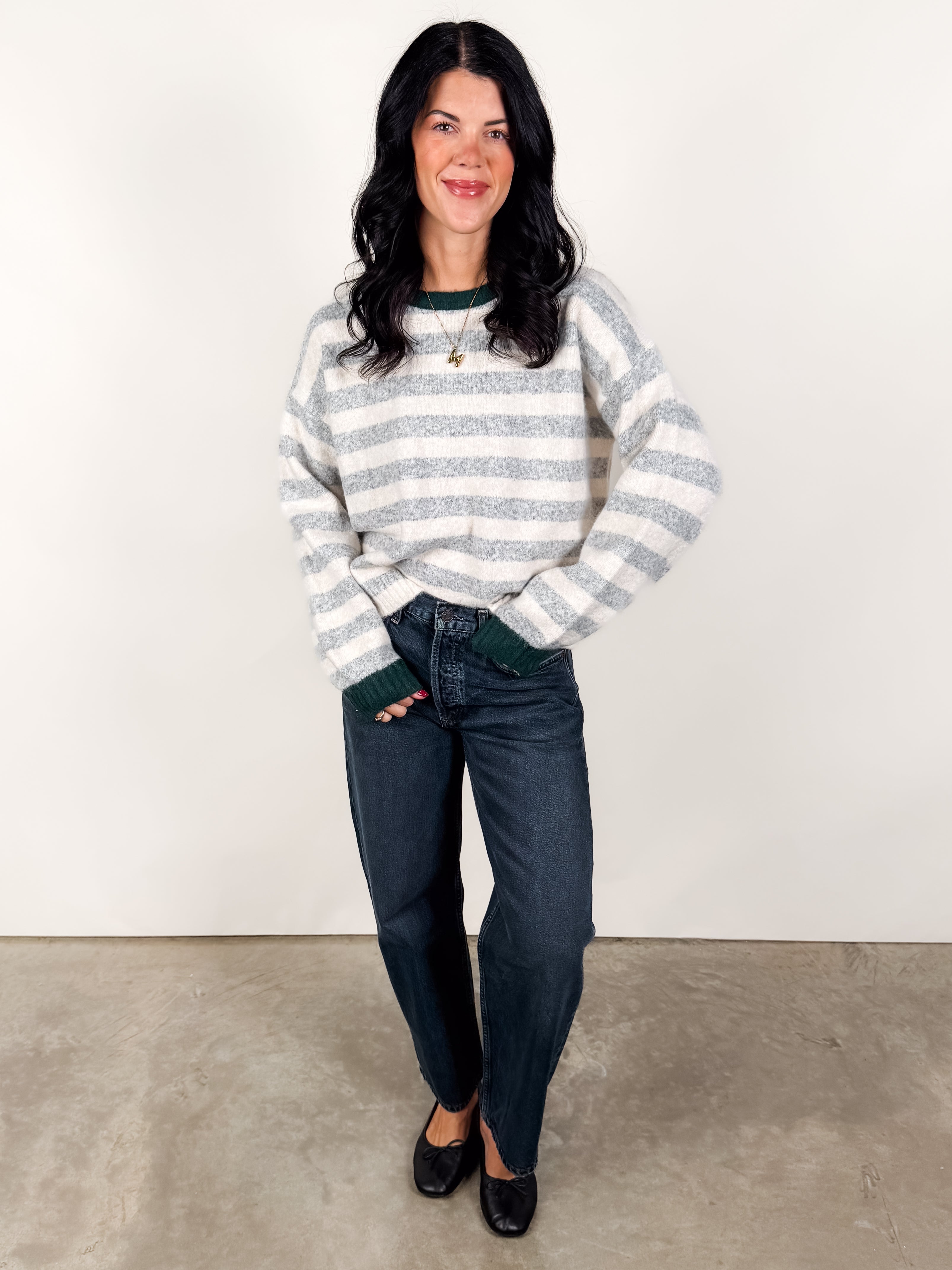 No Time To Waste Striped Sweater Look image