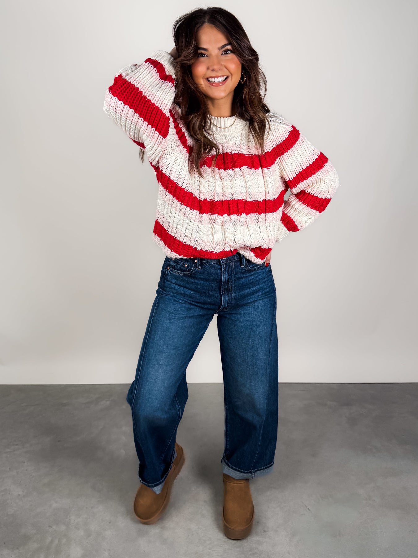 Myla Striped Cable Knit Sweater Look