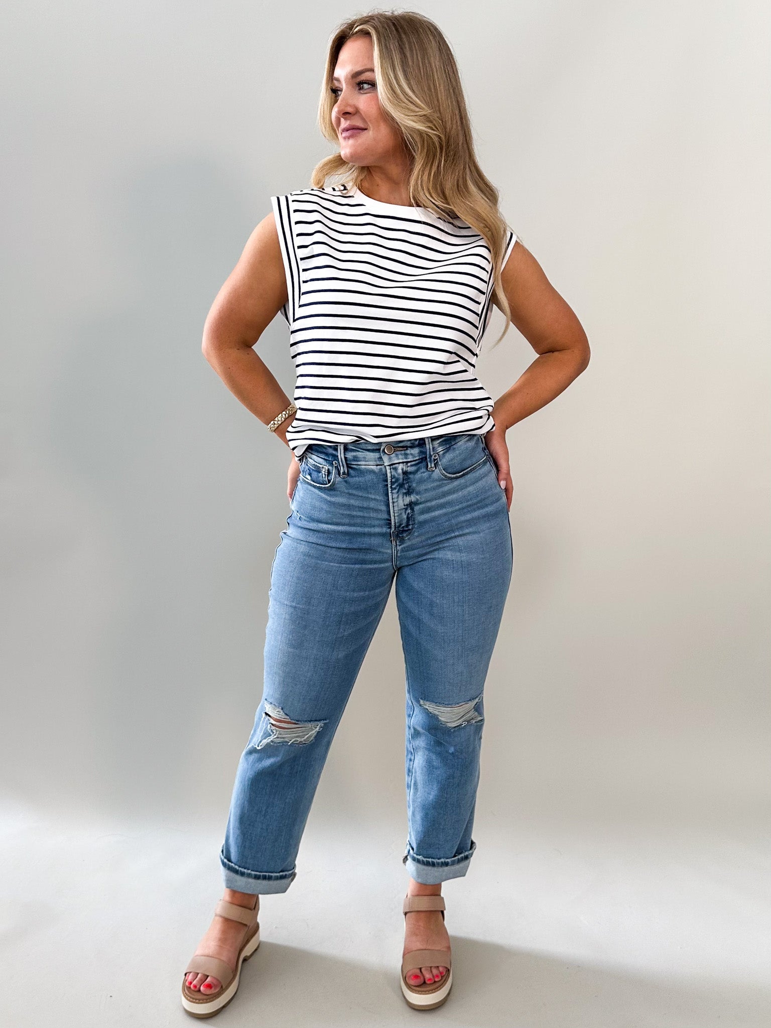 Misguided Judgment Striped Top Look image