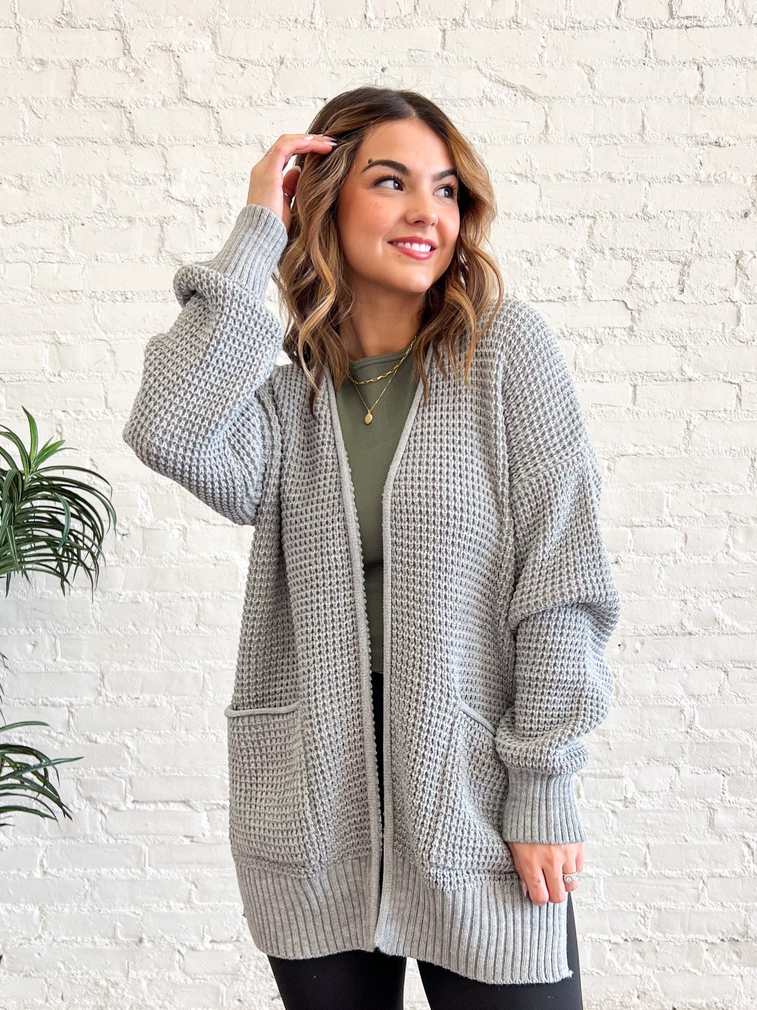 You'll See Me Waffle Knit Cardigan