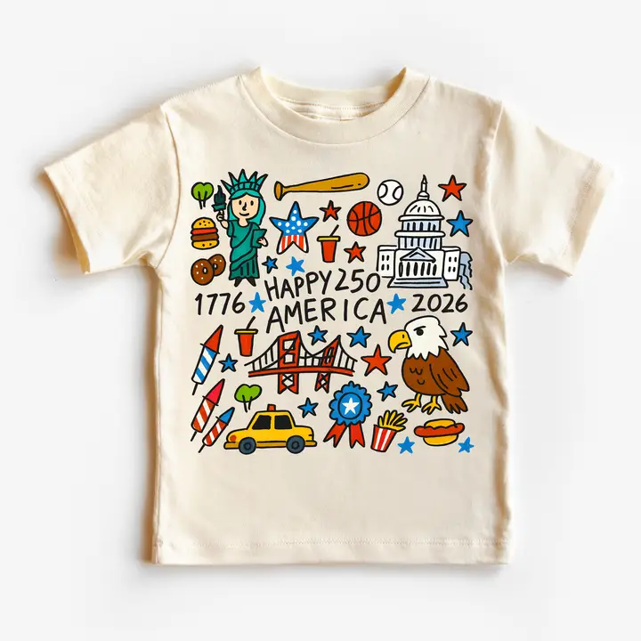 Happy 250 America Kids Tee