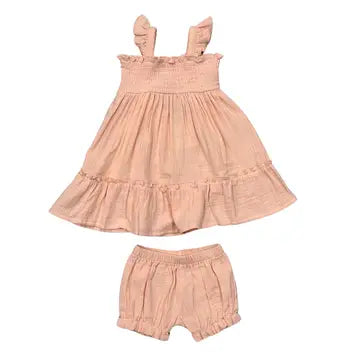 Peachy Blush Flutter Dress Set