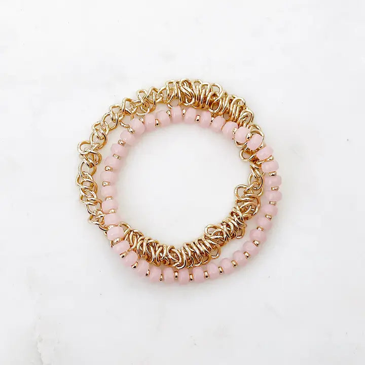 Chain And Bead Stretch Bracelet Set