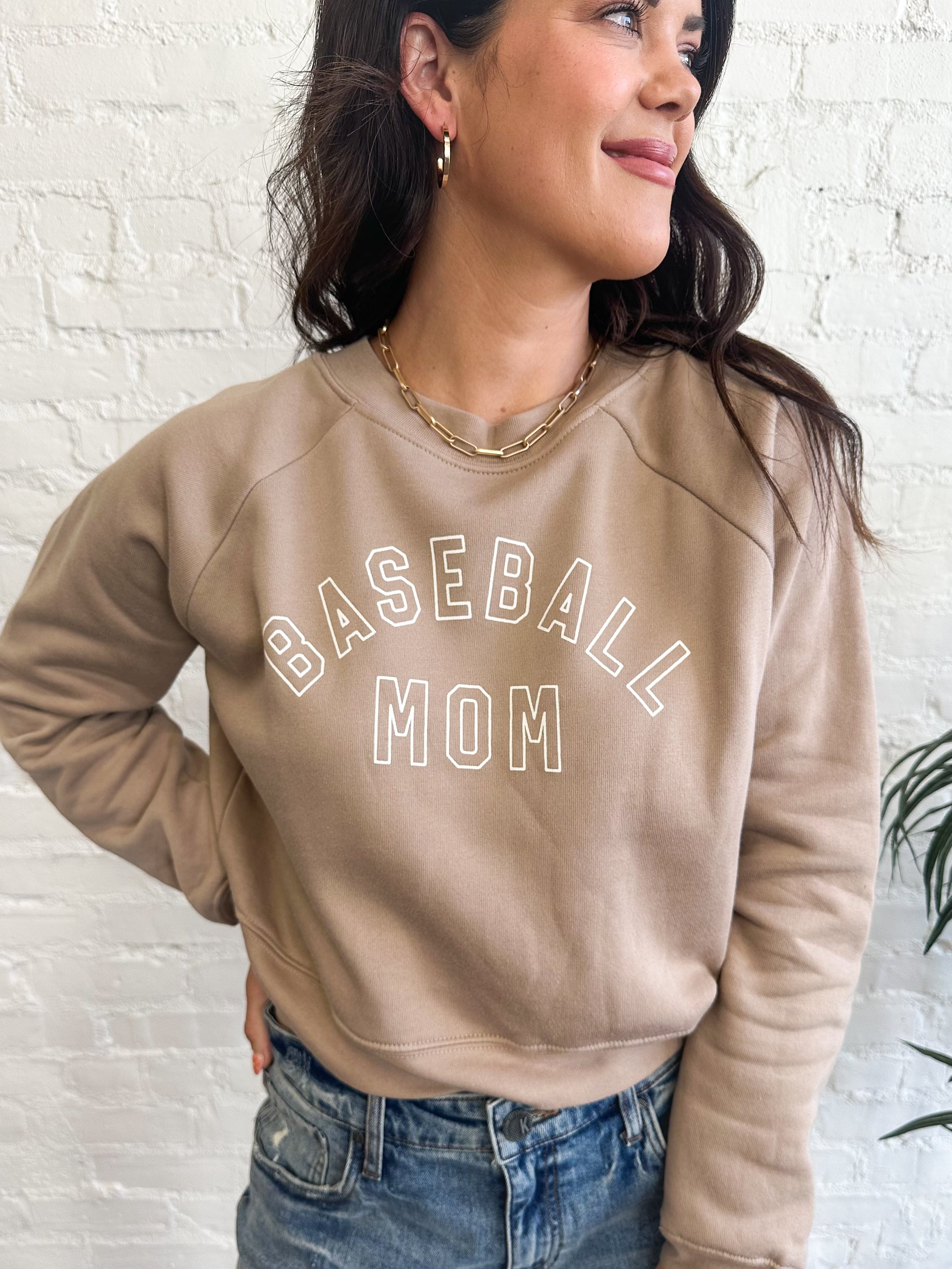 Baseball Mom Crop Graphic Pullover