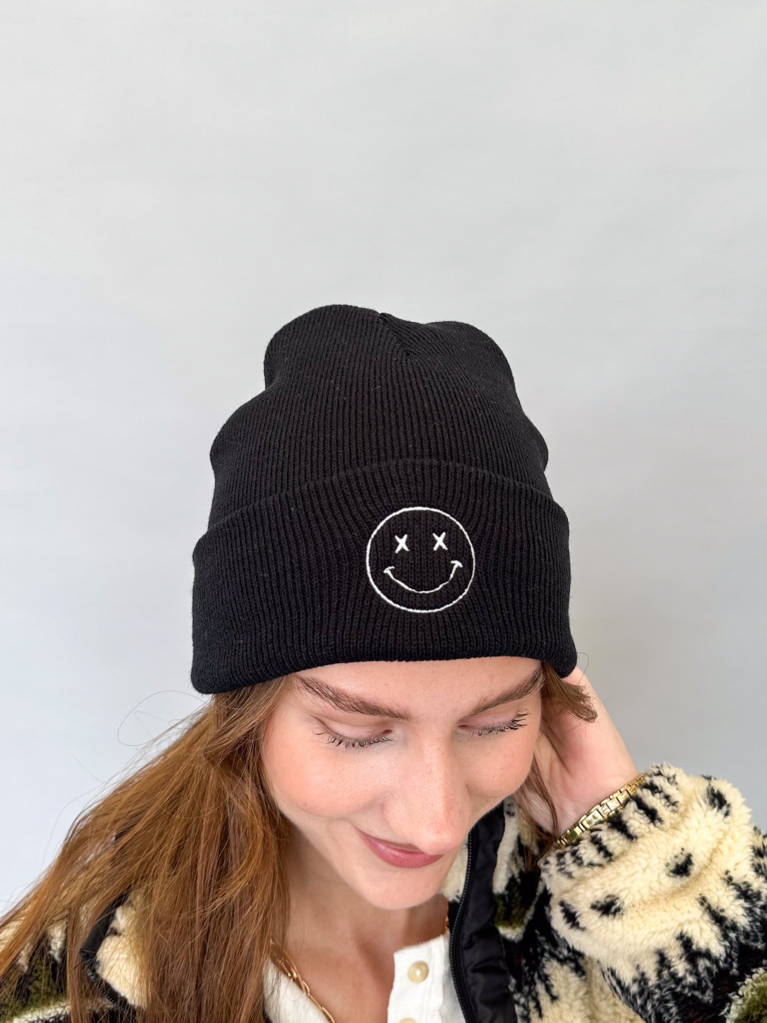 Smiley Embroidery Beanie