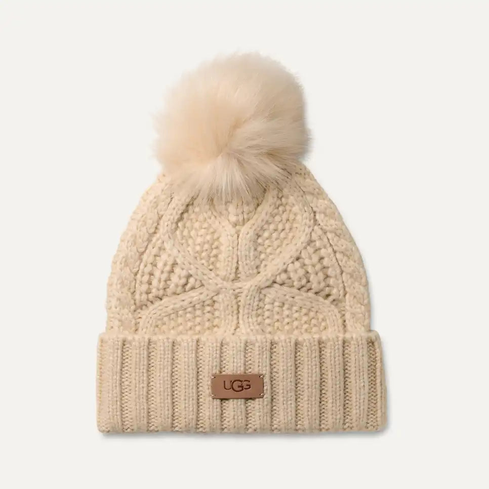 Women's Cable Beanie With Pom