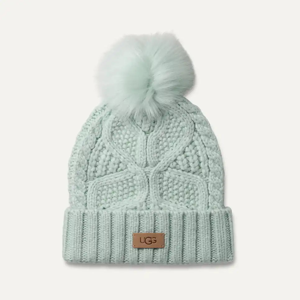 Women's Cable Beanie With Pom