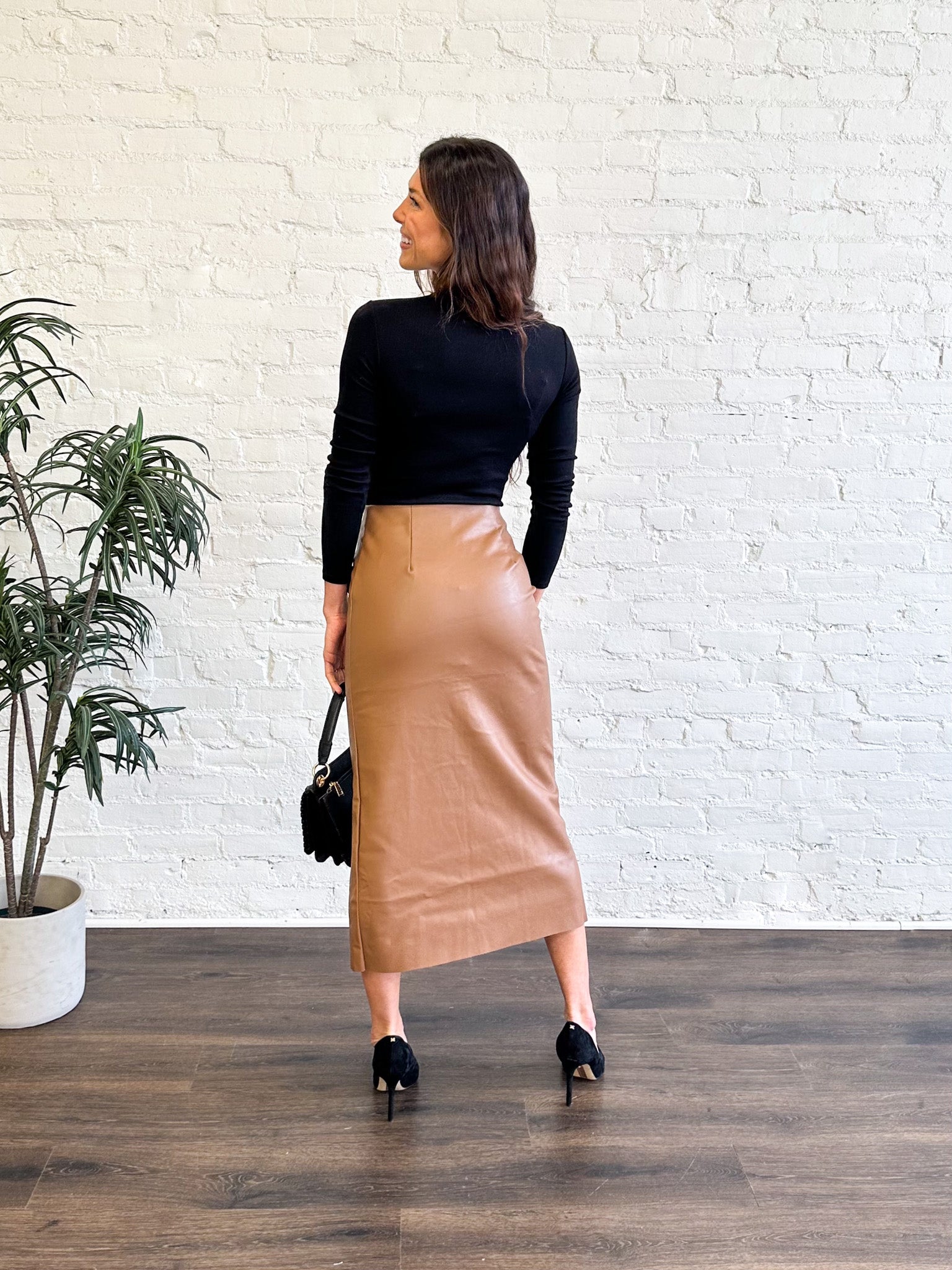 Message From Above Faux Leather Skirt