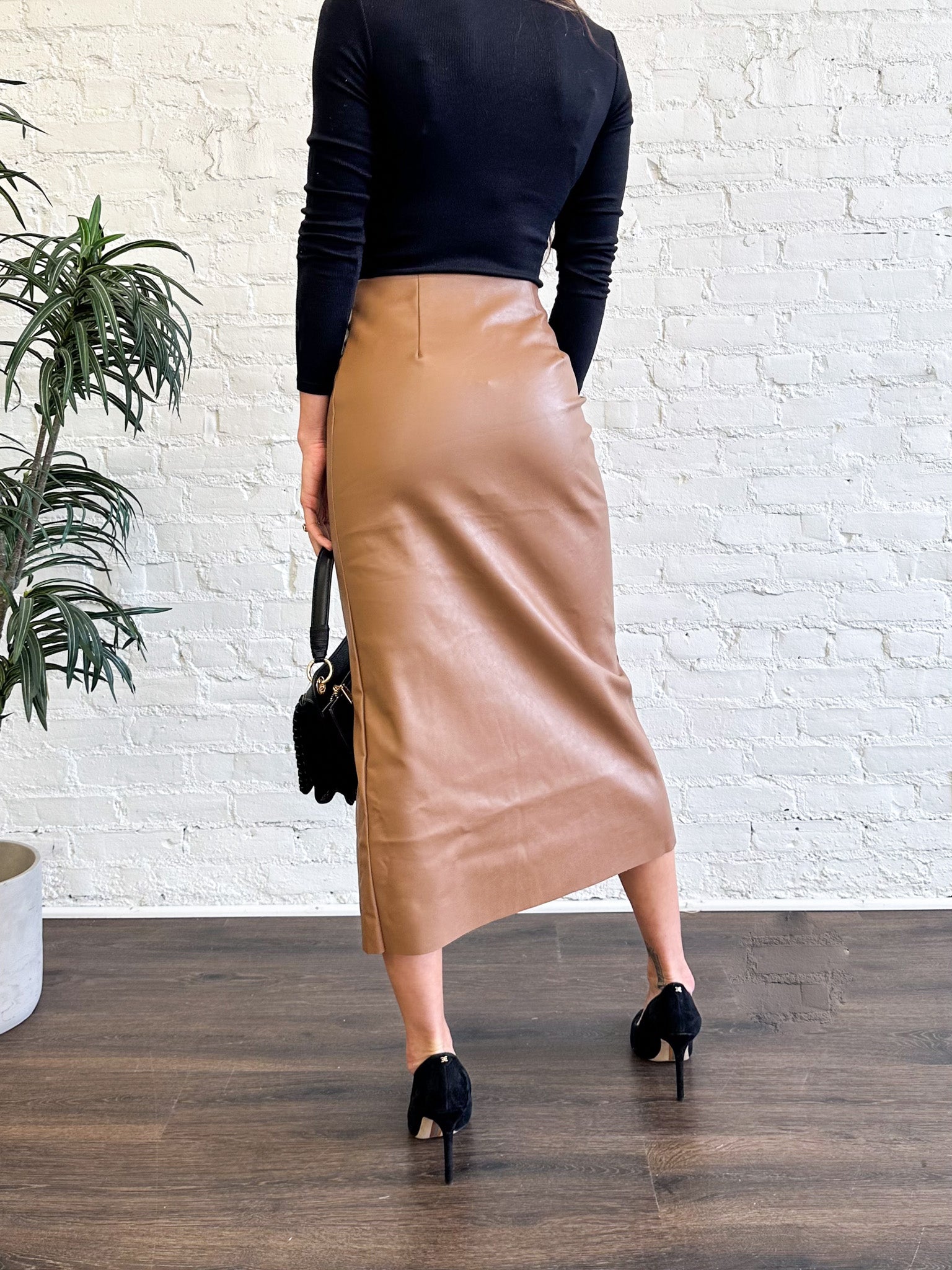 Message From Above Faux Leather Skirt