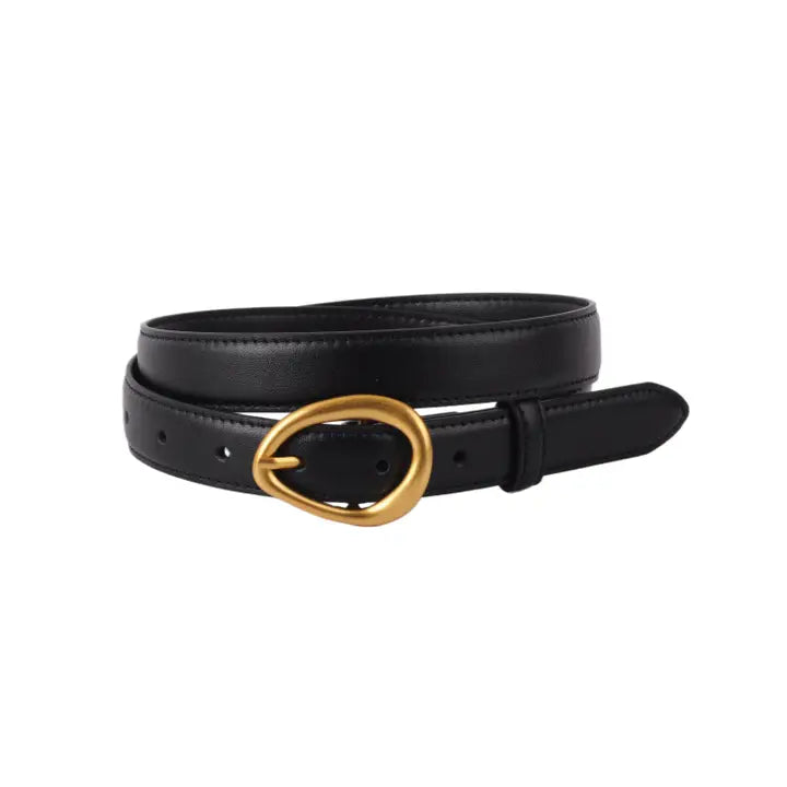 Everyday Essential Asymmetrical Buckle Leather Belt