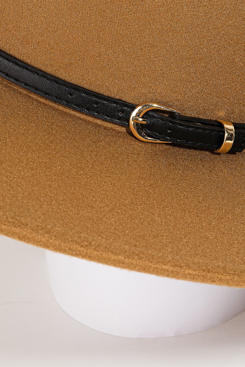 Faux Leather Belt Strap Fedora