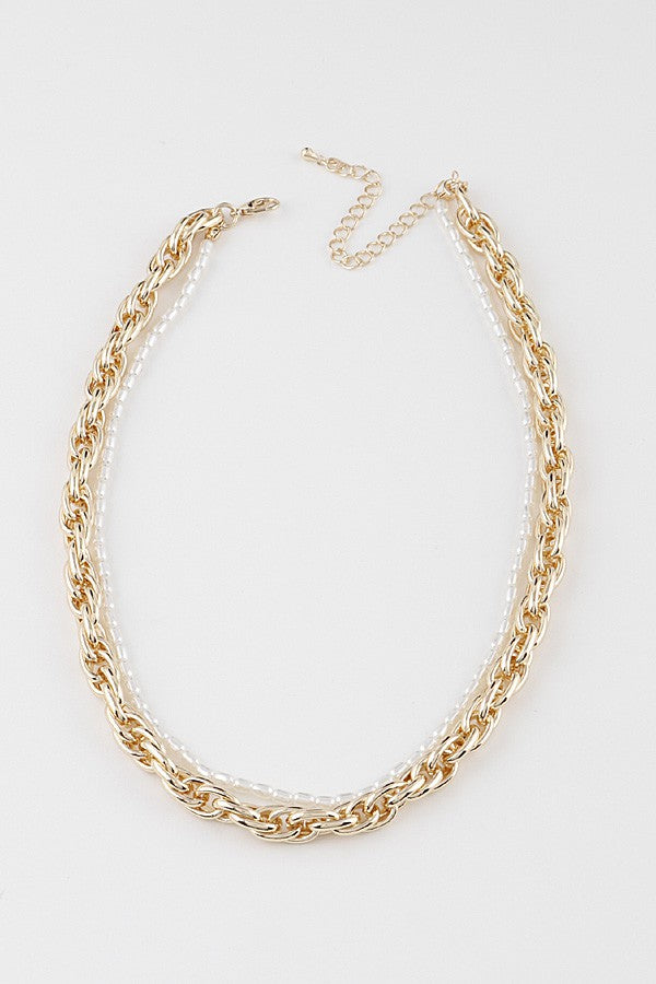 137 Linked Chain With Freshwater Pearl Necklace