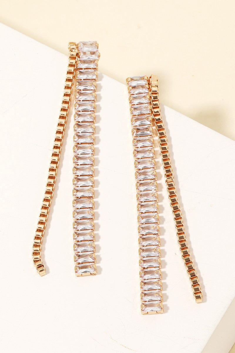 935 Textured Chain With Rhinestone Earrings