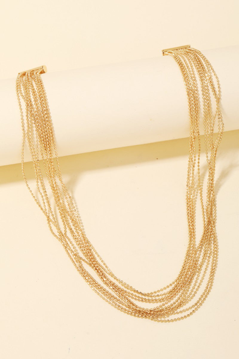 166 Multi Strand Ball Chain Necklace