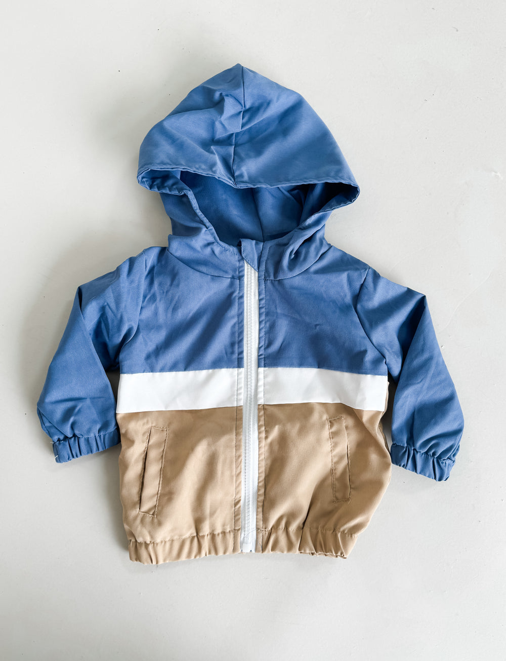 Blue, White & Tan Windbreaker