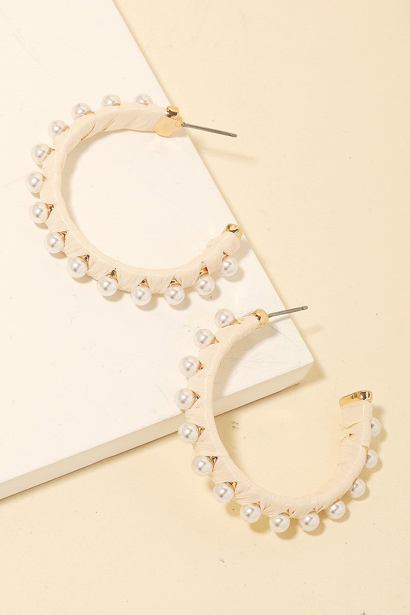 059 Wrapped Pearl Studded Hoops