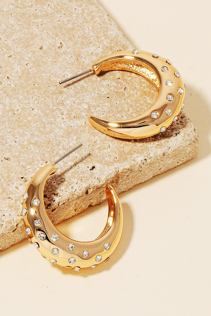 703 Studded Crescent Hoops