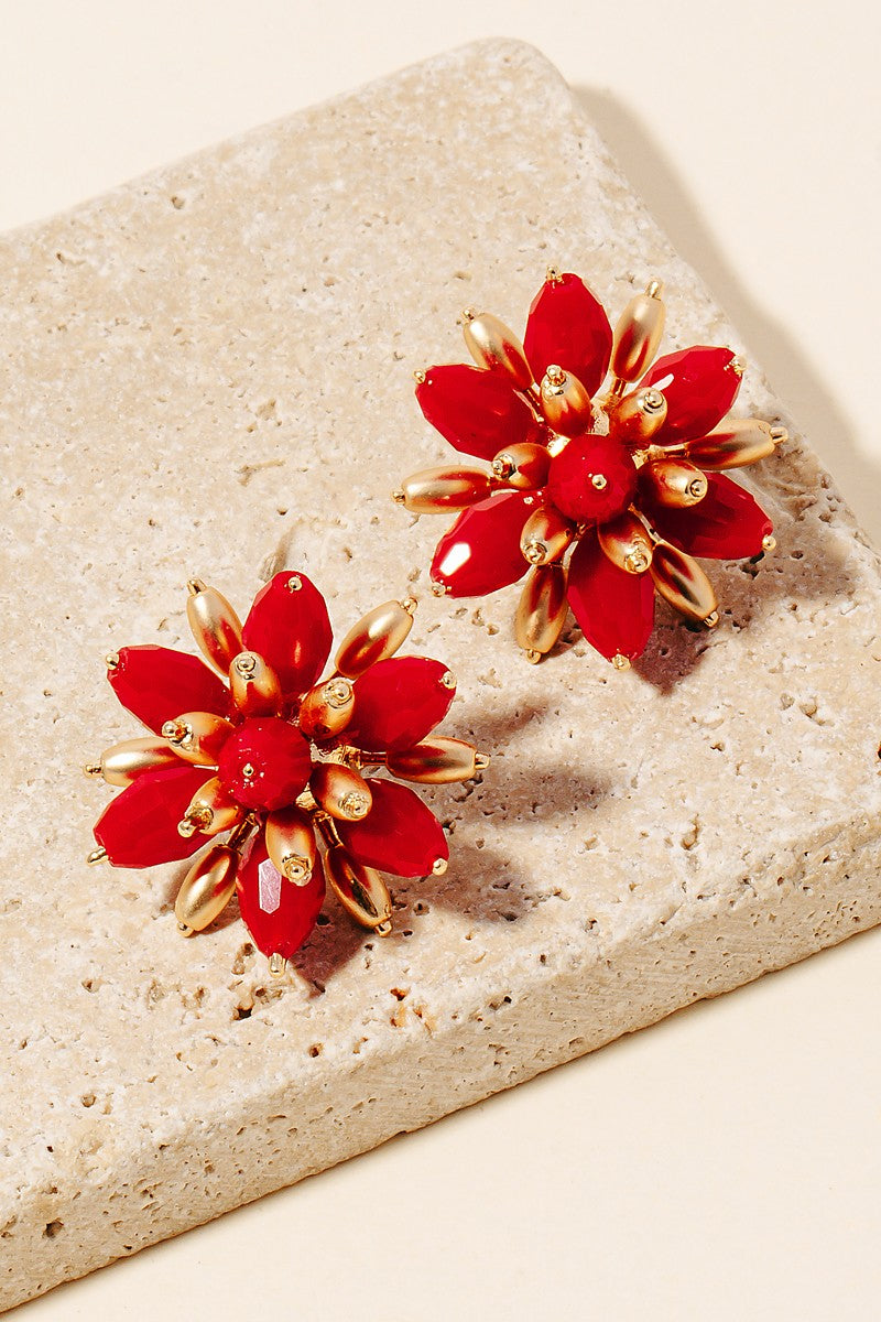 171 Beaded Flower Earring