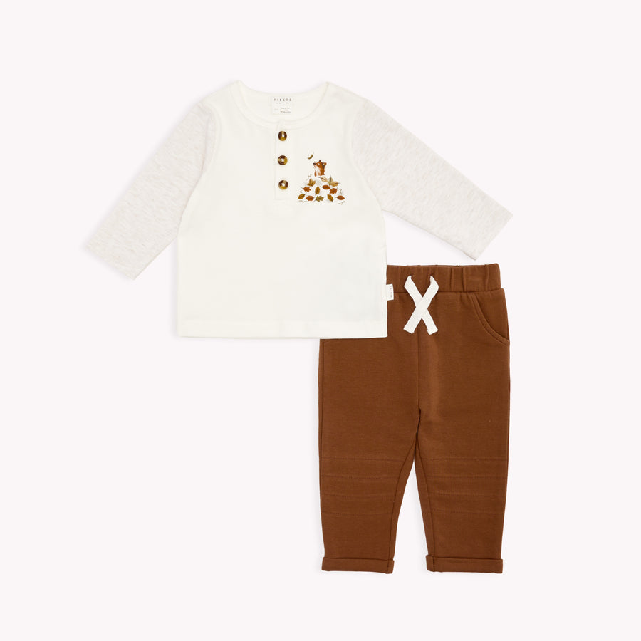 Fox in Leaves Henley Outfit Set