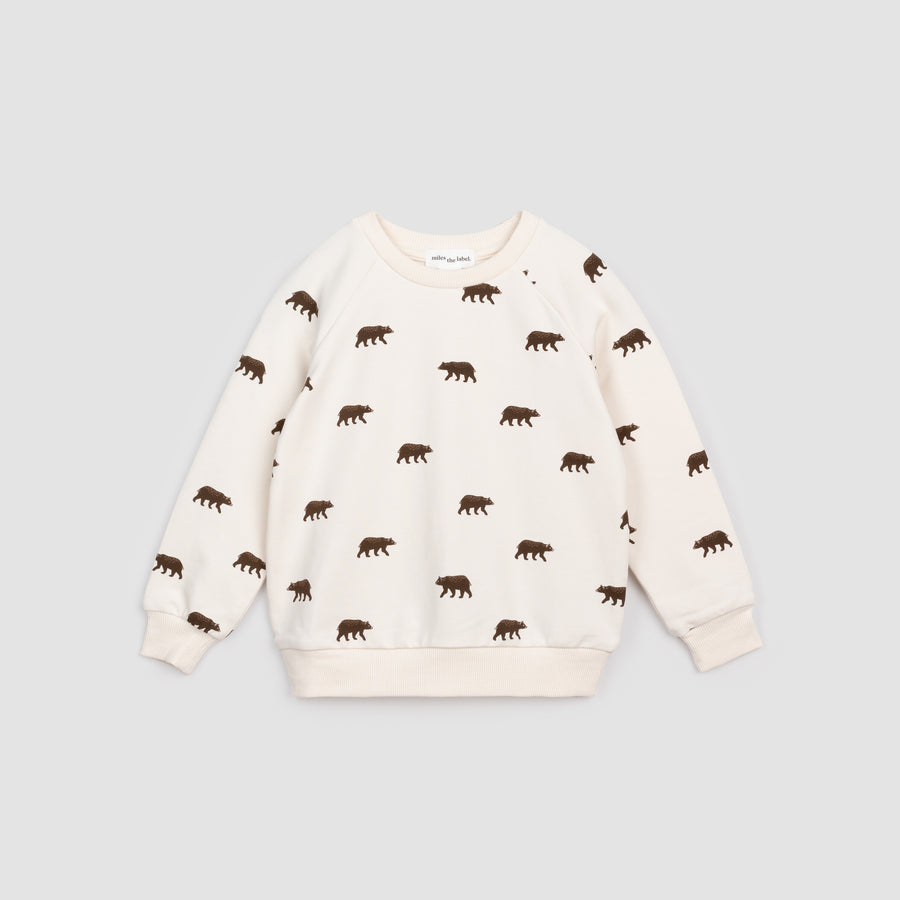 Grizzly Print In Beige Sweatshirt