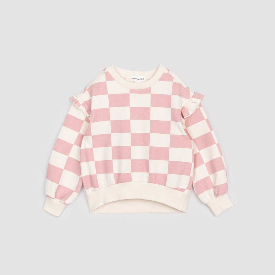 Checkerboard Print Sweatshirt