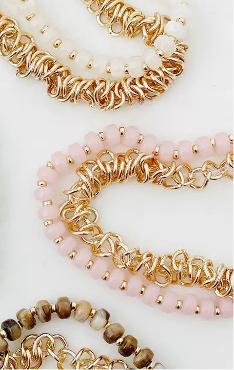 Chain And Bead Stretch Bracelet Set