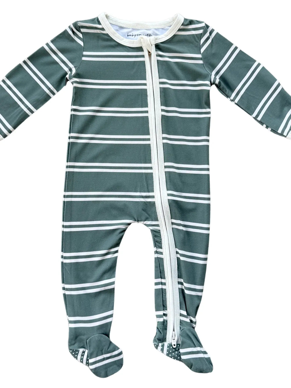 Pine Stripe Footie Zip Romper