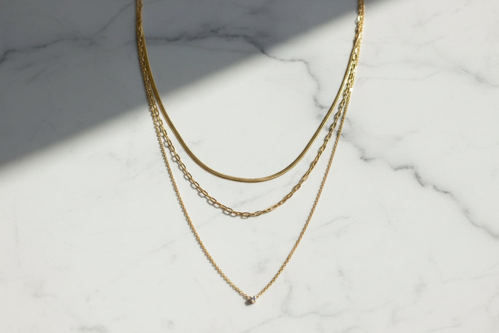 Sasha Dainty 3 Strand CZ Short Necklace