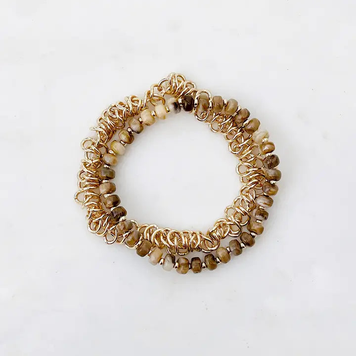 Chain And Bead Stretch Bracelet Set