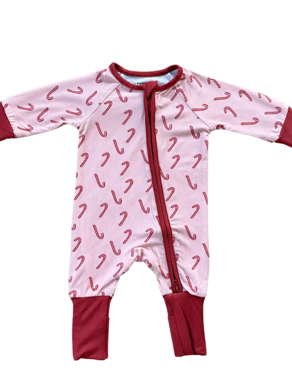 Candy Cane Long Sleeve Zip Romper