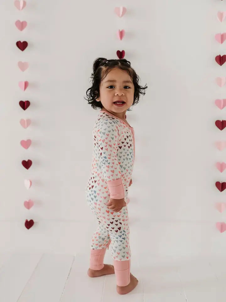 Rainbow Hearts Long Sleeve Zip Romper