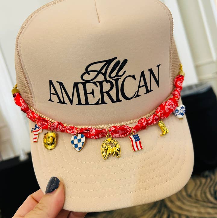 All American Trucker Hat W/Charm Chain