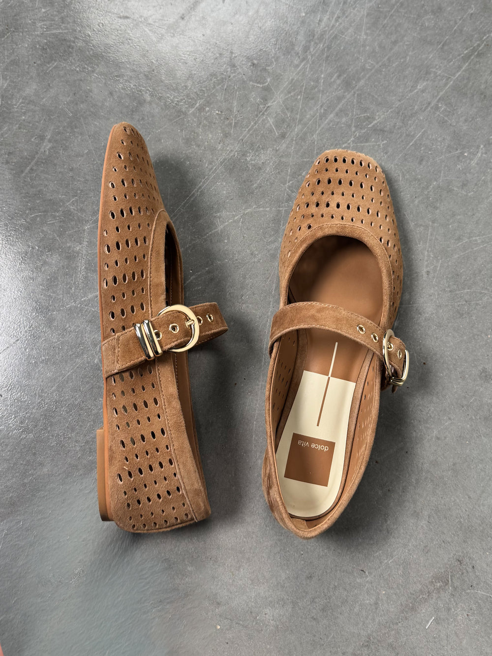 Mikel Perforated Suede Flat