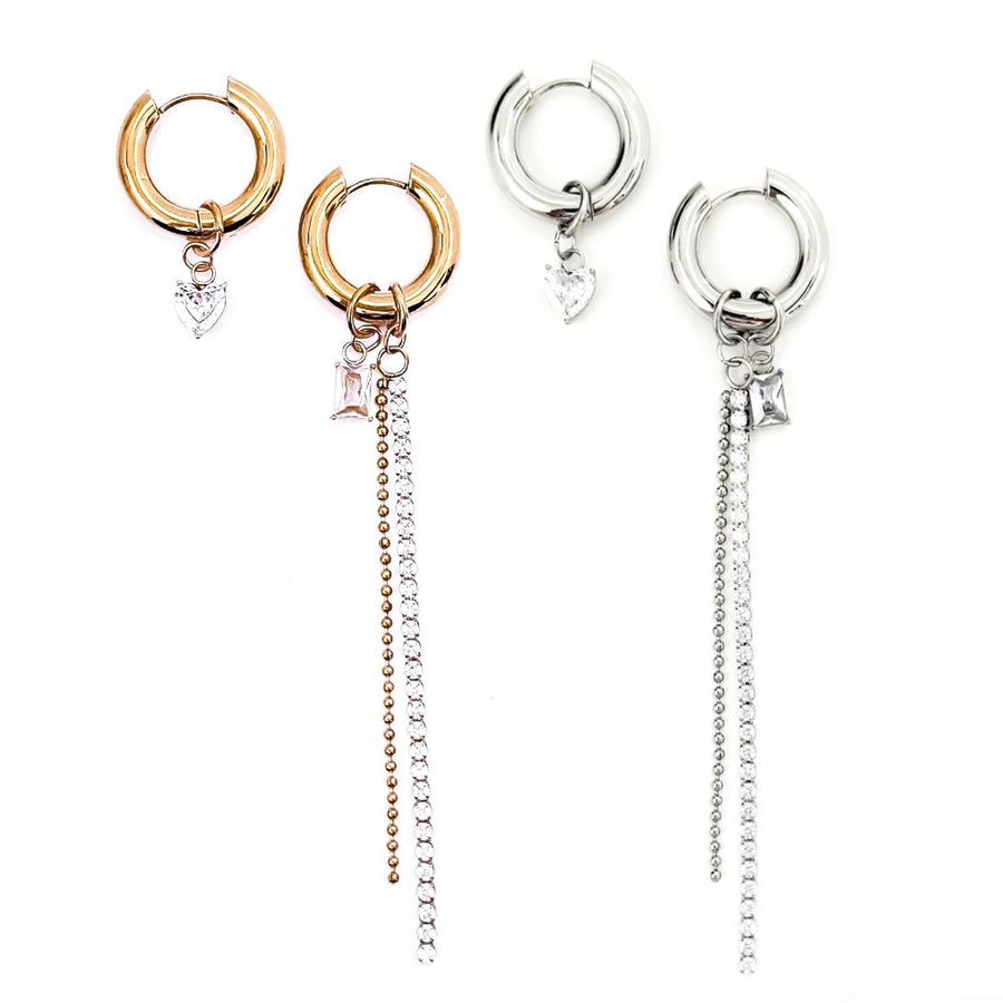 Emsley Mismatched Charm Hoops