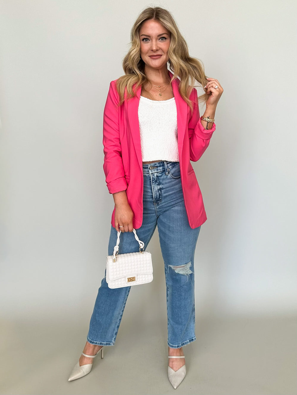 Any Given Friday Night Blazer in Coral Pink